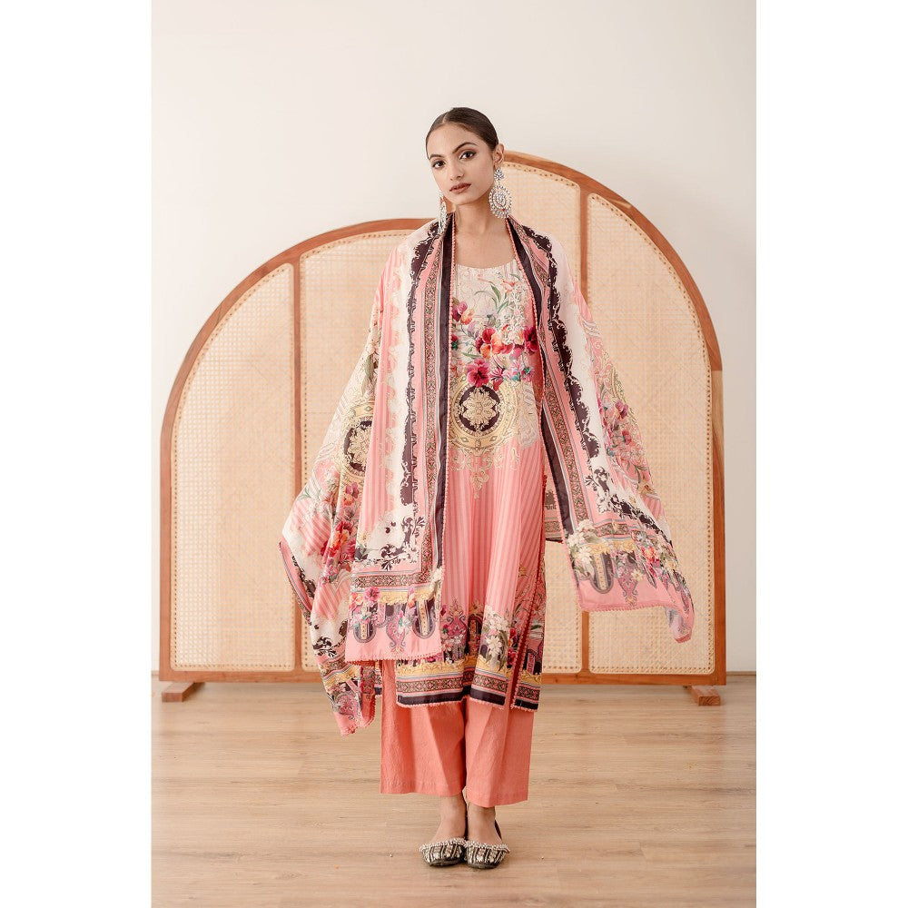 Gulabo Jaipur Zara Peach Straight Kurta with Pant  (Set of 3)