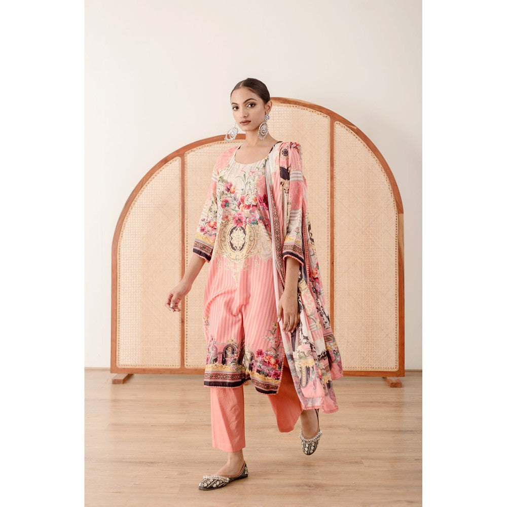 Gulabo Jaipur Zara Pink Straight Kurta with Pant  (Set of 3)