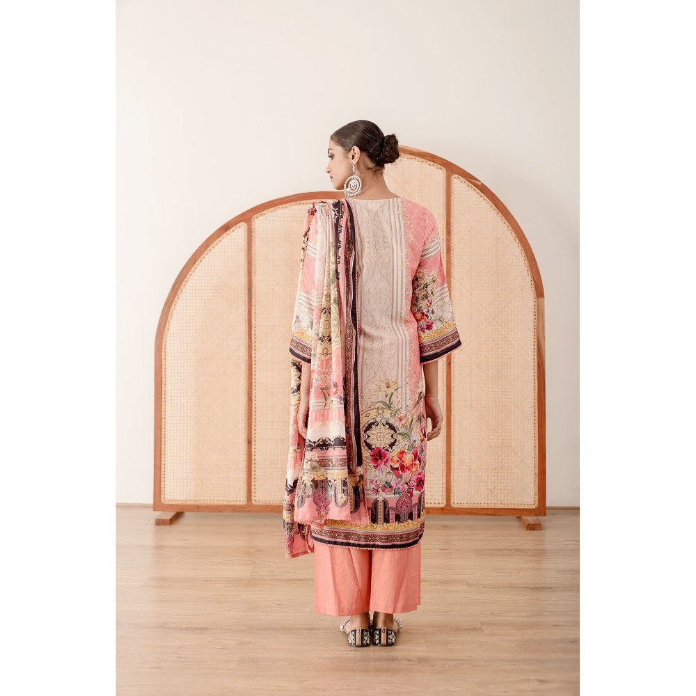Gulabo Jaipur Zara Pink Straight Kurta with Pant  (Set of 3)