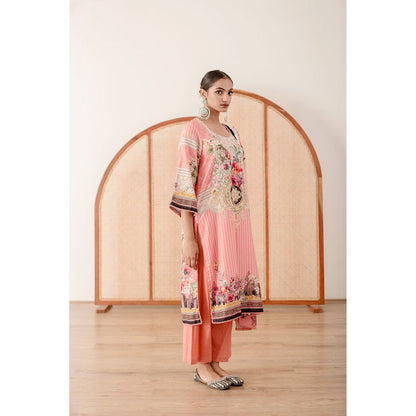 Gulabo Jaipur Zara Pink Straight Kurta with Pant  (Set of 3)