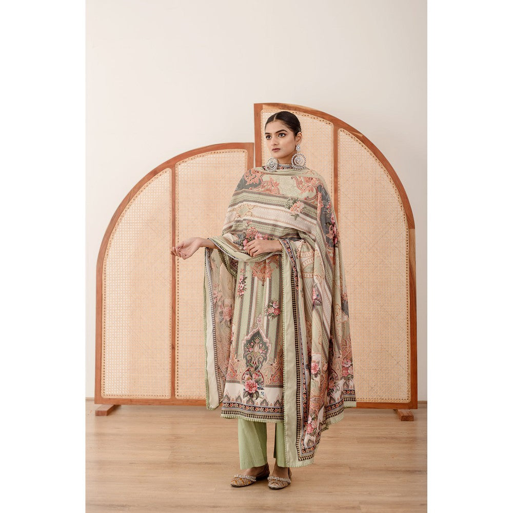 Gulabo Jaipur Zara Mint Straight Kurta with Pant  (Set of 3)