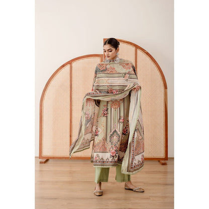 Gulabo Jaipur Zara Mint Straight Kurta with Pant  (Set of 3)