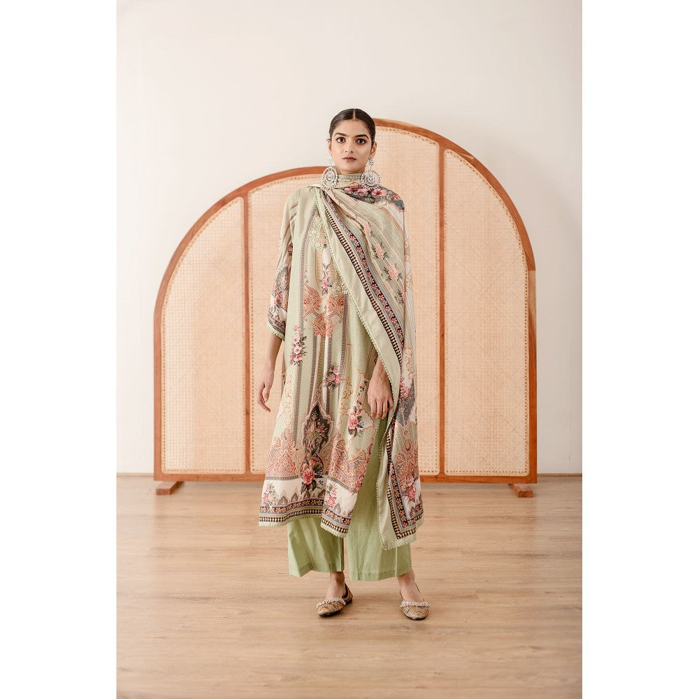 Gulabo Jaipur Zara Mint Straight Kurta with Pant  (Set of 3)