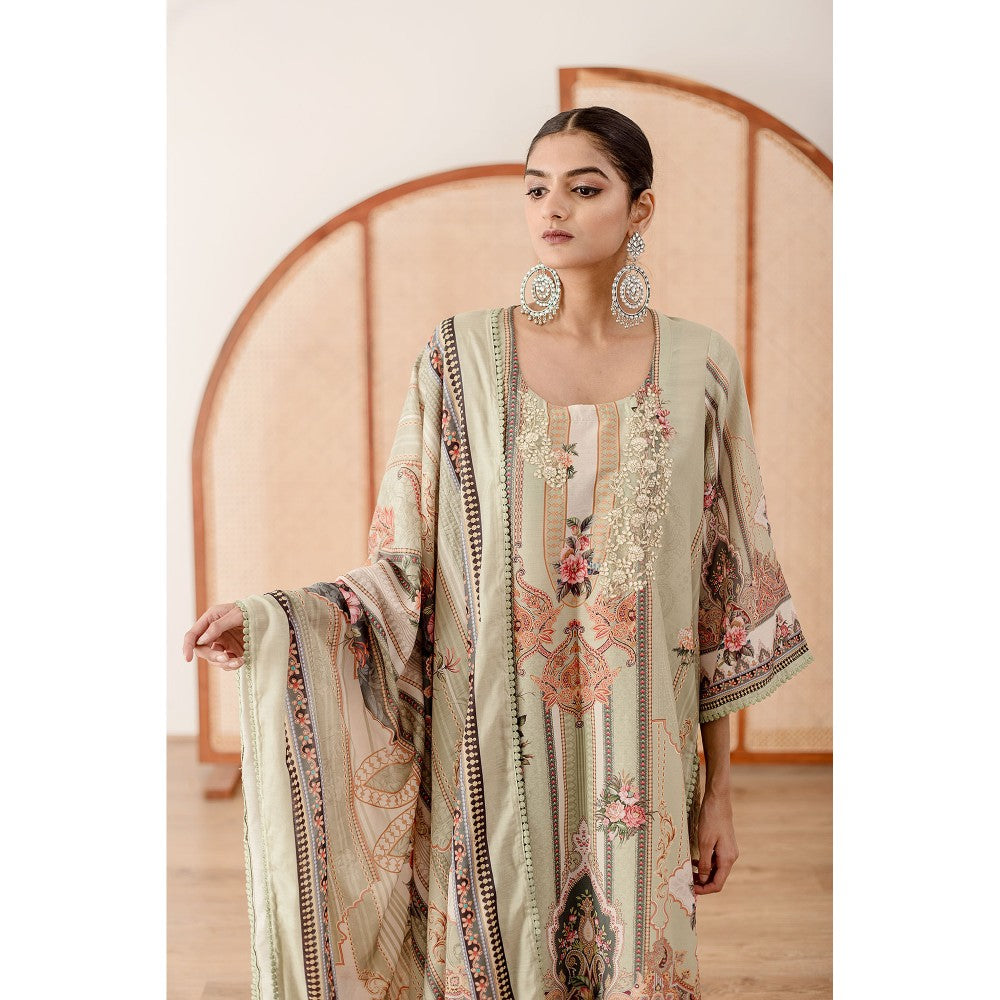Gulabo Jaipur Zara Mint Straight Kurta with Pant  (Set of 3)