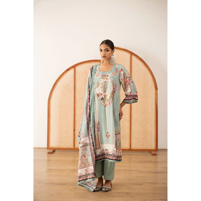 Gulabo Jaipur Zara Blue Straight Kurta with Pant  (Set of 3)