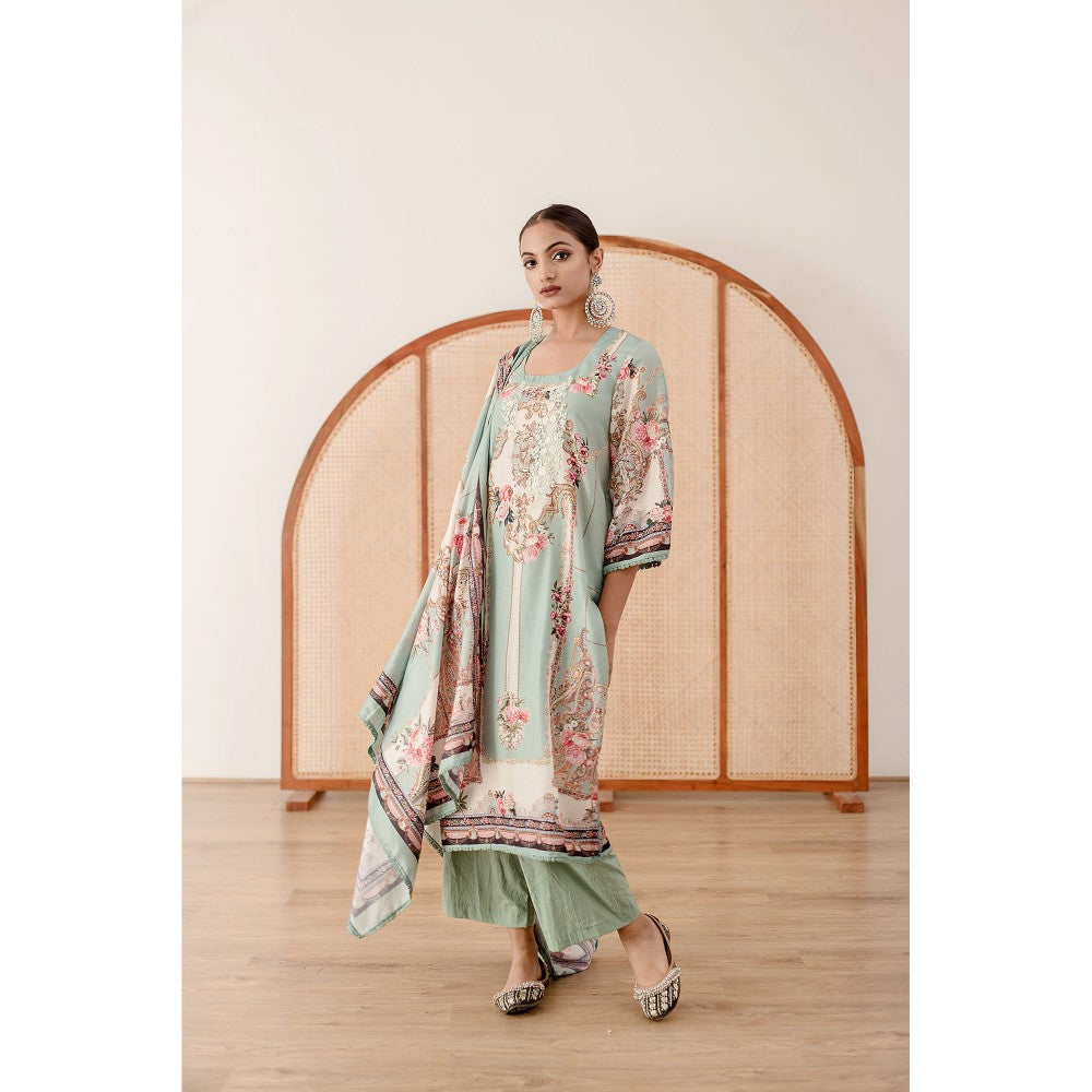 Gulabo Jaipur Zara Blue Straight Kurta with Pant  (Set of 3)