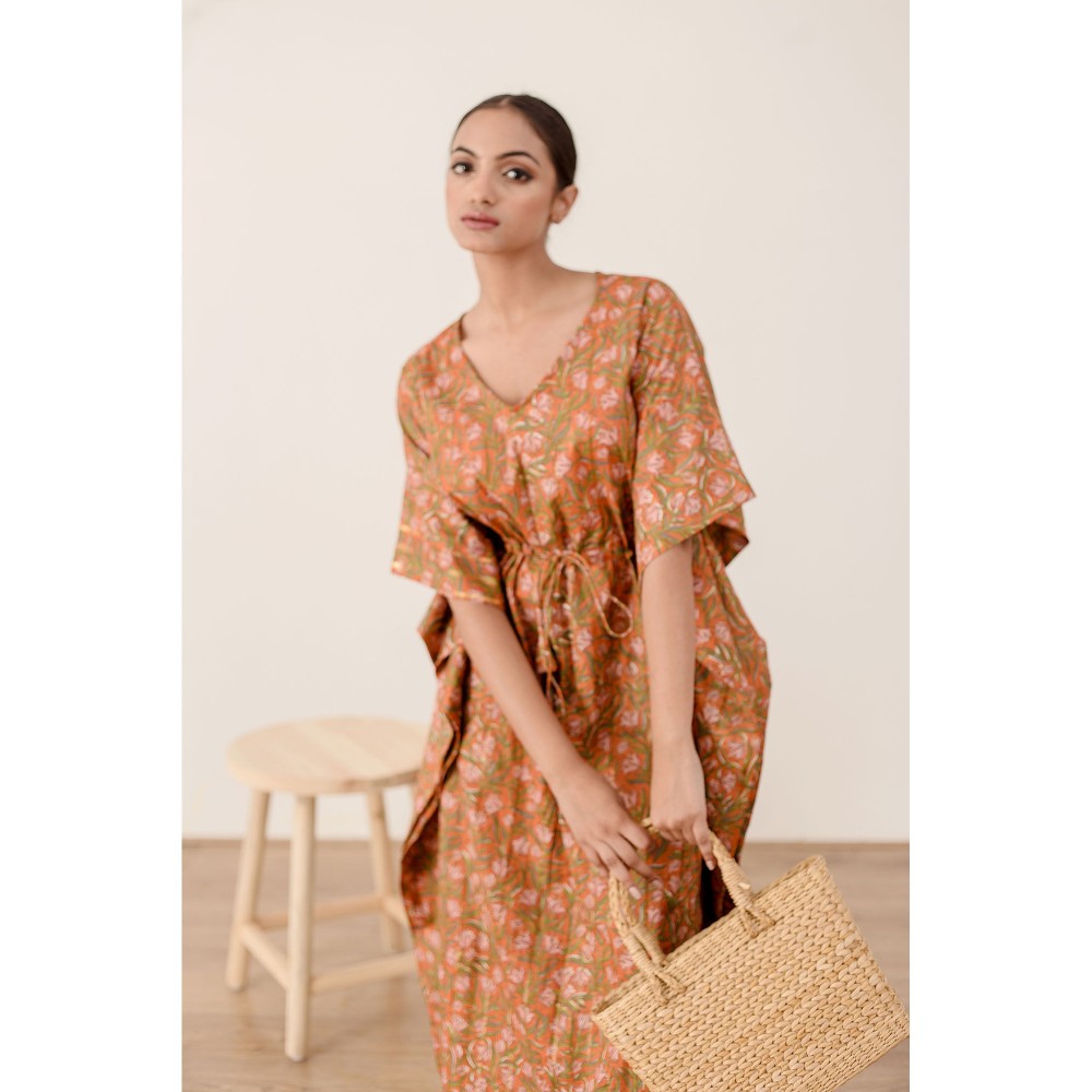 Gulabo Jaipur Taru Orange Kaftan