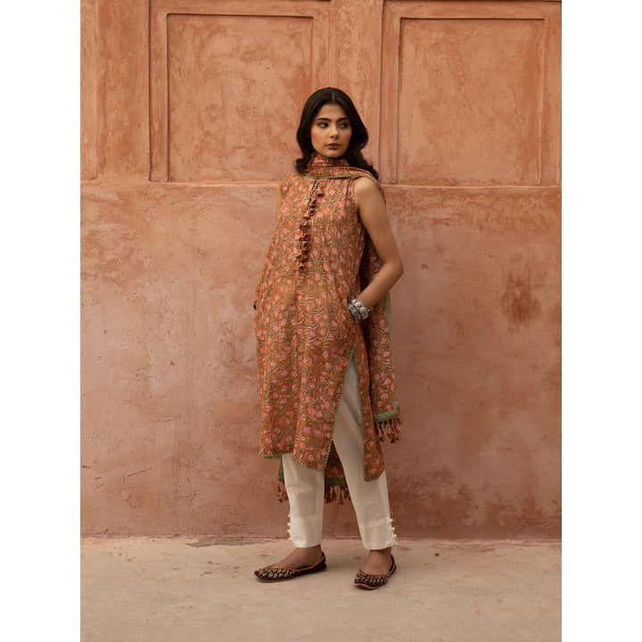 Gulabo Jaipur Noorani Rust Color Kurta and Straight Pant with Dupatta (Set of 3)