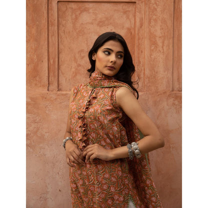 Gulabo Jaipur Noorani Rust Color Kurta and Straight Pant with Dupatta (Set of 3)