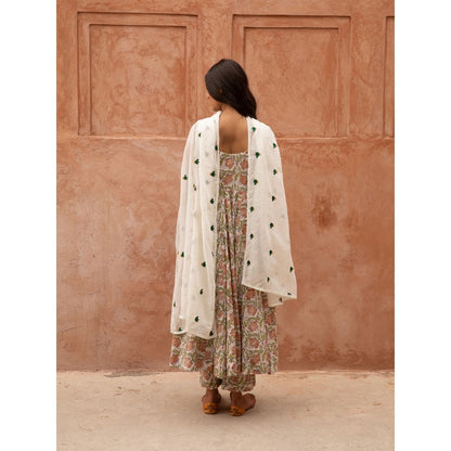 Gulabo Jaipur Noorani Ice Anarkali Kurta and Pant with Dupatta (Set of 3)