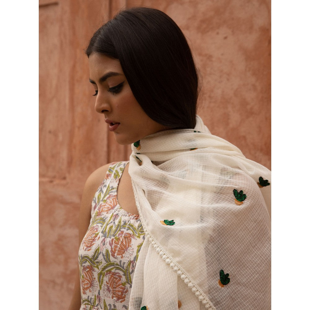 Gulabo Jaipur Noorani Ice Anarkali Kurta and Pant with Dupatta (Set of 3)