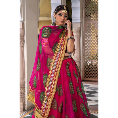 Gulabo Jaipur Chanchal Pink Lehenga (Set of 3)