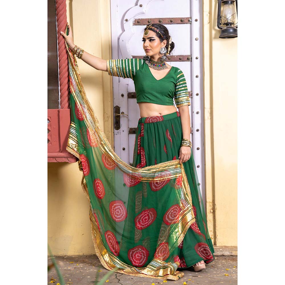 Gulabo Jaipur Chanchal Green Lehenga (Set of 3)