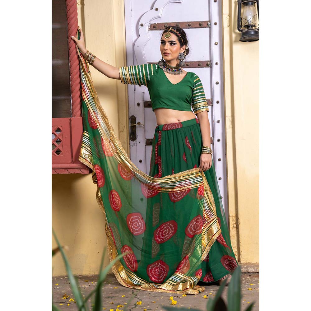 Gulabo Jaipur Chanchal Green Lehenga (Set of 3)