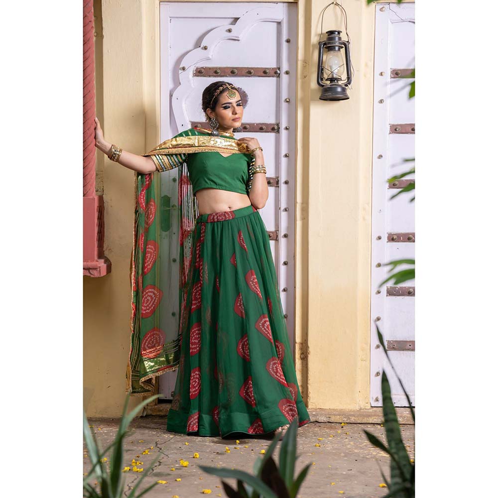 Gulabo Jaipur Chanchal Green Lehenga (Set of 3)