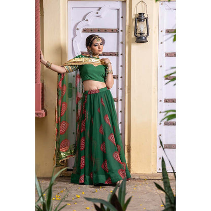 Gulabo Jaipur Chanchal Green Lehenga (Set of 3)