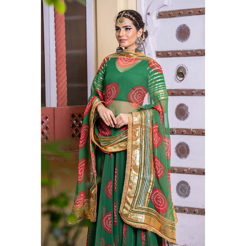 Gulabo Jaipur Chanchal Green Lehenga (Set of 3)