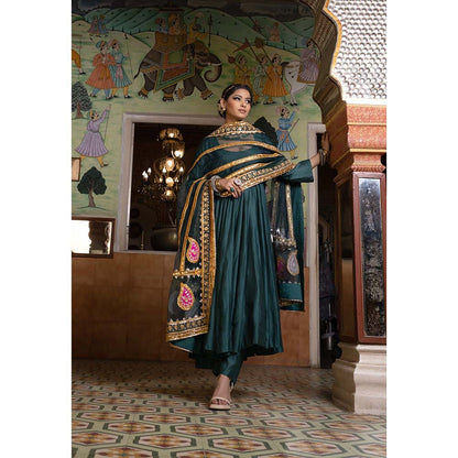 Gulabo Jaipur Shri Emerald Green Anarkali (Set of 3)