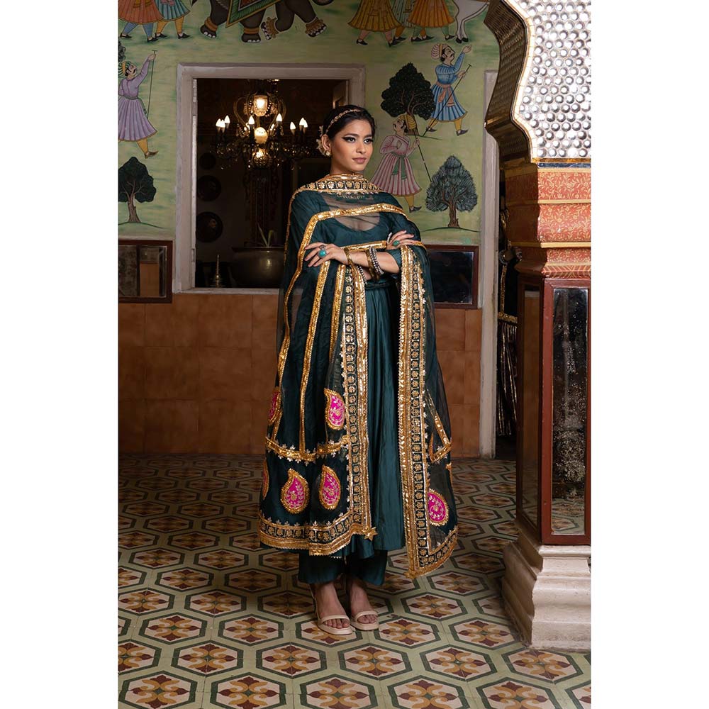Gulabo Jaipur Shri Emerald Green Anarkali (Set of 3)