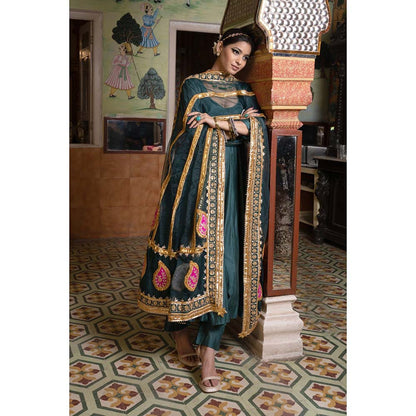 Gulabo Jaipur Shri Emerald Green Anarkali (Set of 3)