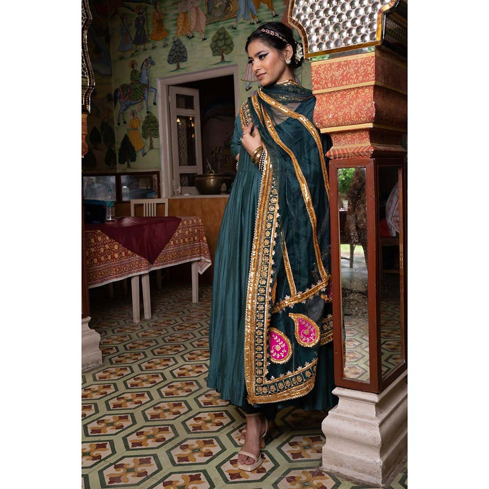 Gulabo Jaipur Shri Emerald Green Anarkali (Set of 3)