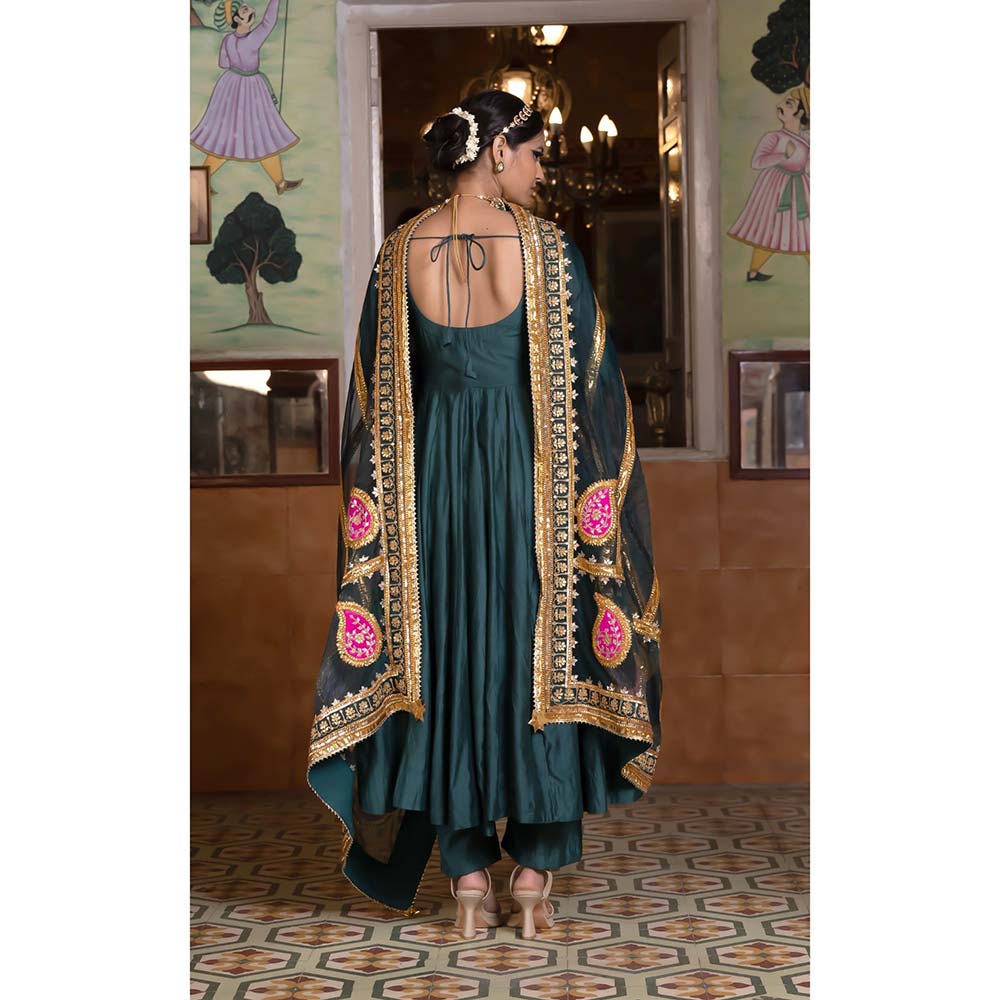 Gulabo Jaipur Shri Emerald Green Anarkali (Set of 3)