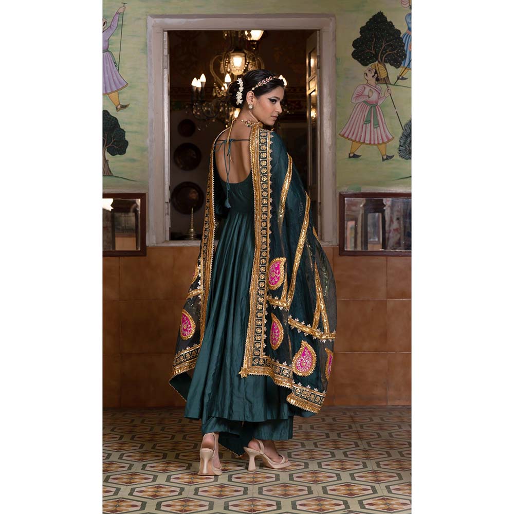 Gulabo Jaipur Shri Emerald Green Anarkali (Set of 3)