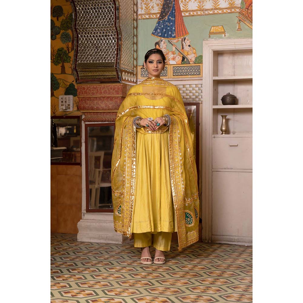 Gulabo Jaipur Shri Yellow Anarkali (Set of 3)