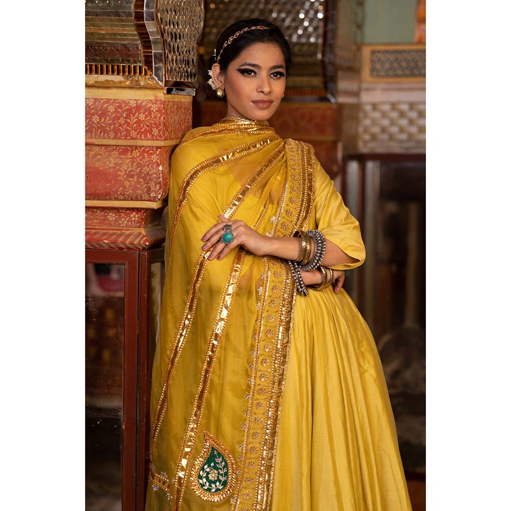 Gulabo Jaipur Shri Yellow Anarkali (Set of 3)