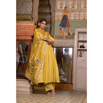 Gulabo Jaipur Shri Yellow Anarkali (Set of 3)