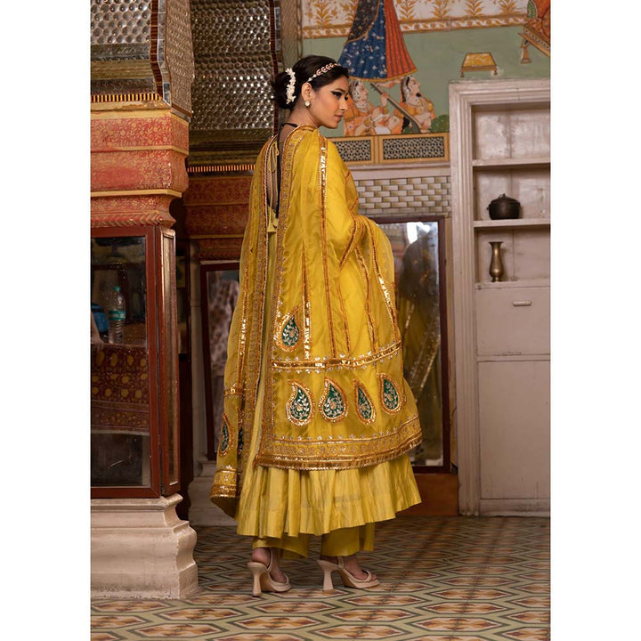 Gulabo Jaipur Shri Yellow Anarkali (Set of 3)