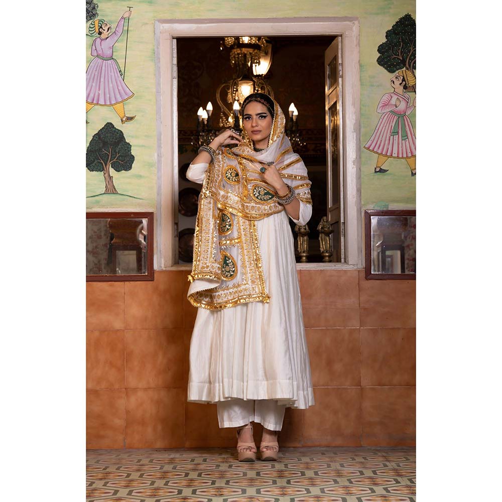 Gulabo Jaipur Shri Off White Anarkali (Set of 3)