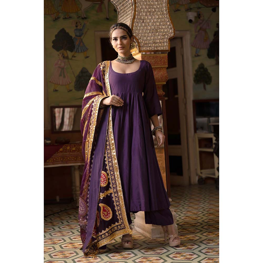 Gulabo Jaipur Shri Purple Anarkali (Set of 3)