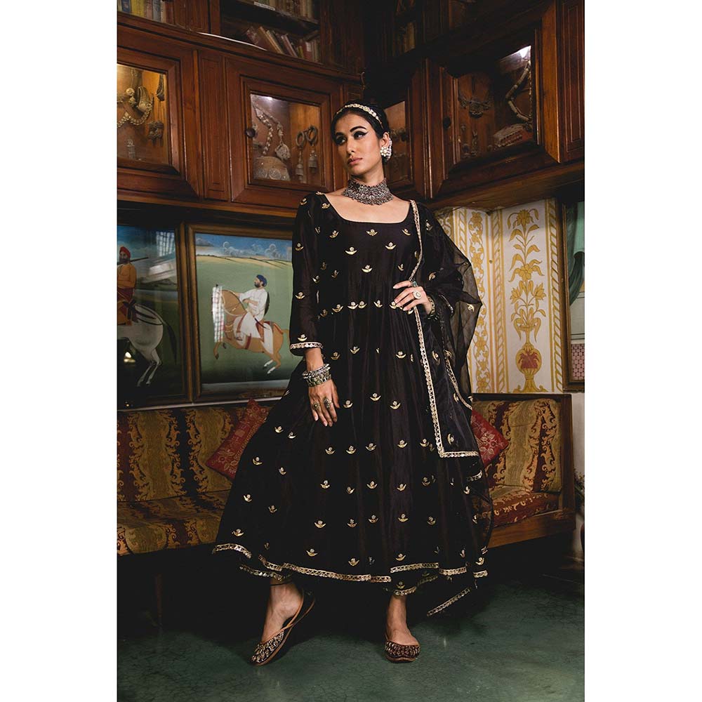 Gulabo Jaipur Chandni Black Anarkali (Set of 3)