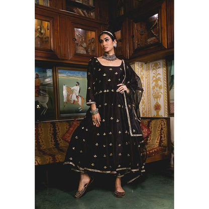 Gulabo Jaipur Chandni Black Anarkali (Set of 3)