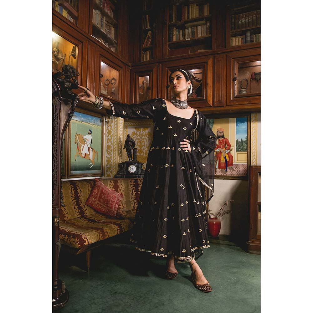 Gulabo Jaipur Chandni Black Anarkali (Set of 3)