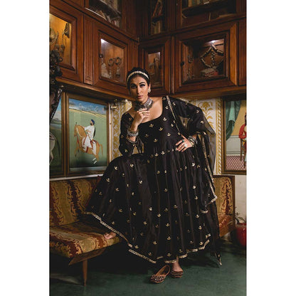 Gulabo Jaipur Chandni Black Anarkali (Set of 3)