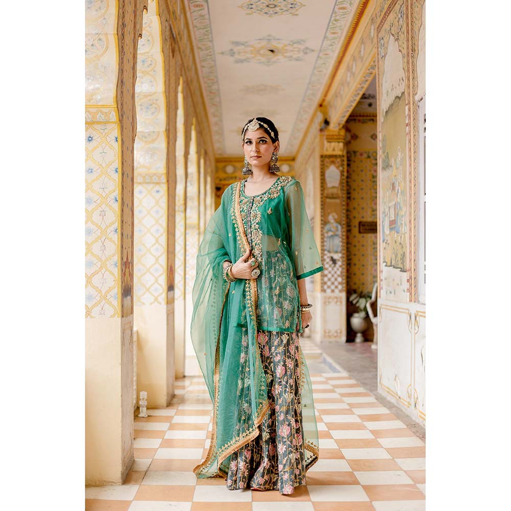Gulabo Jaipur Atefa Green Sharara (Set of 3)