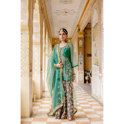 Gulabo Jaipur Atefa Green Sharara (Set of 3)