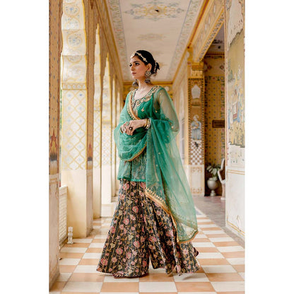 Gulabo Jaipur Atefa Green Sharara (Set of 3)