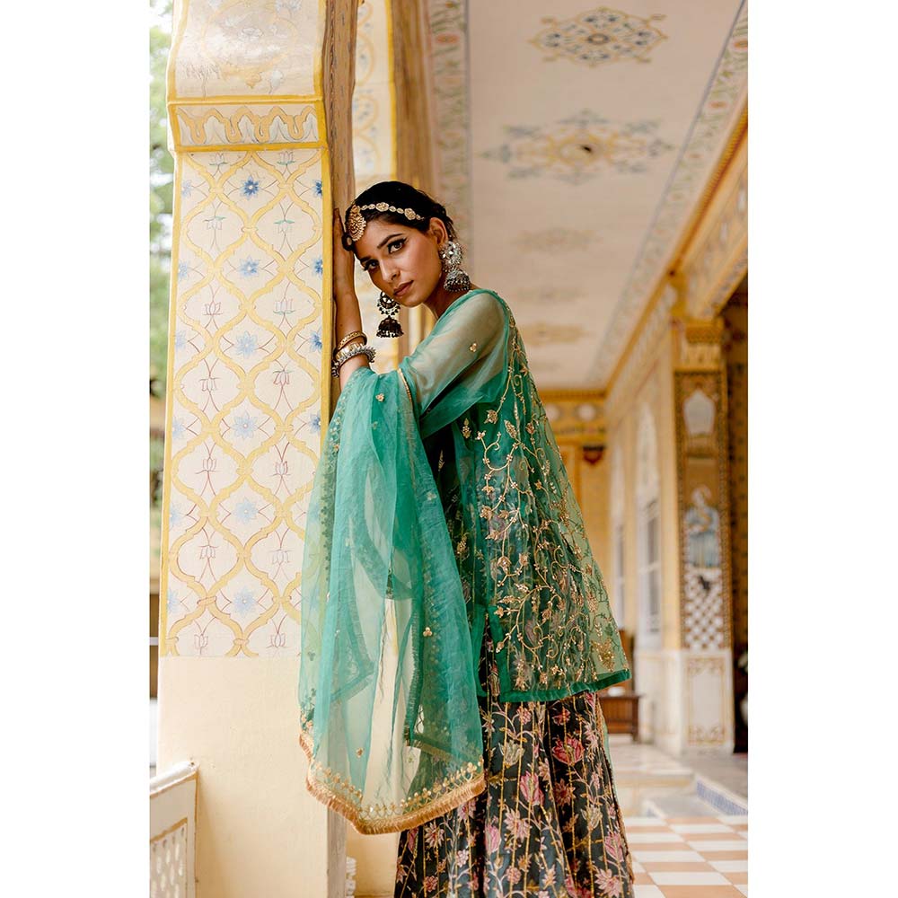 Gulabo Jaipur Atefa Green Sharara (Set of 3)