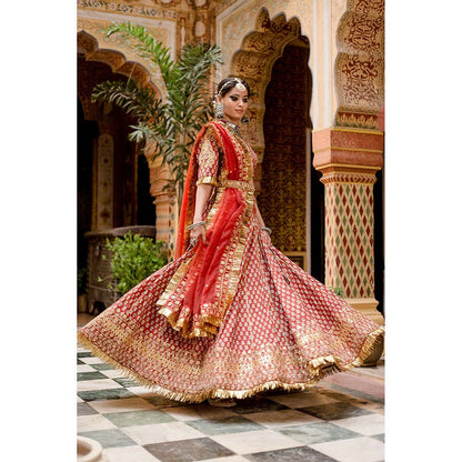 Gulabo Jaipur Shehzadi Red Lehenga (Set of 4)