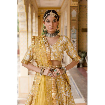 Gulabo Jaipur Shehzadi Yellow Lehenga (Set of 4)