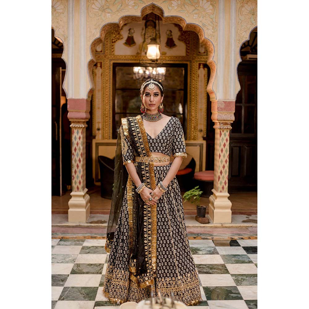 Gulabo Jaipur Shehzadi Black Lehenga (Set of 4)