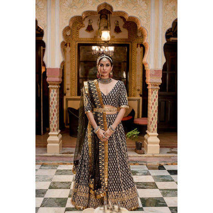 Gulabo Jaipur Shehzadi Black Lehenga (Set of 4)