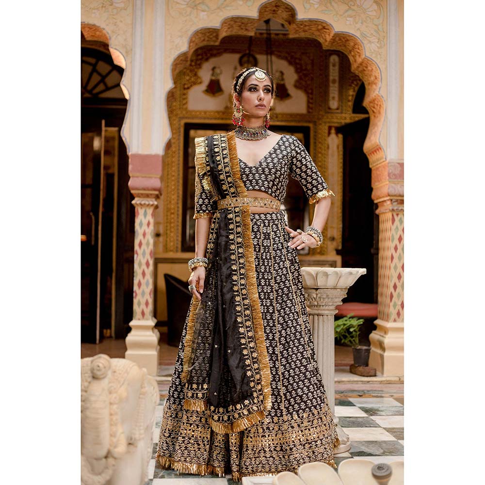 Gulabo Jaipur Shehzadi Black Lehenga (Set of 4)