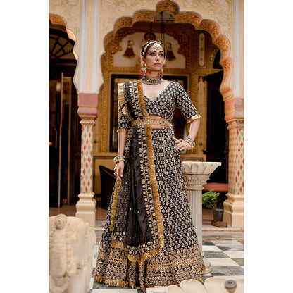 Gulabo Jaipur Shehzadi Black Lehenga (Set of 4)