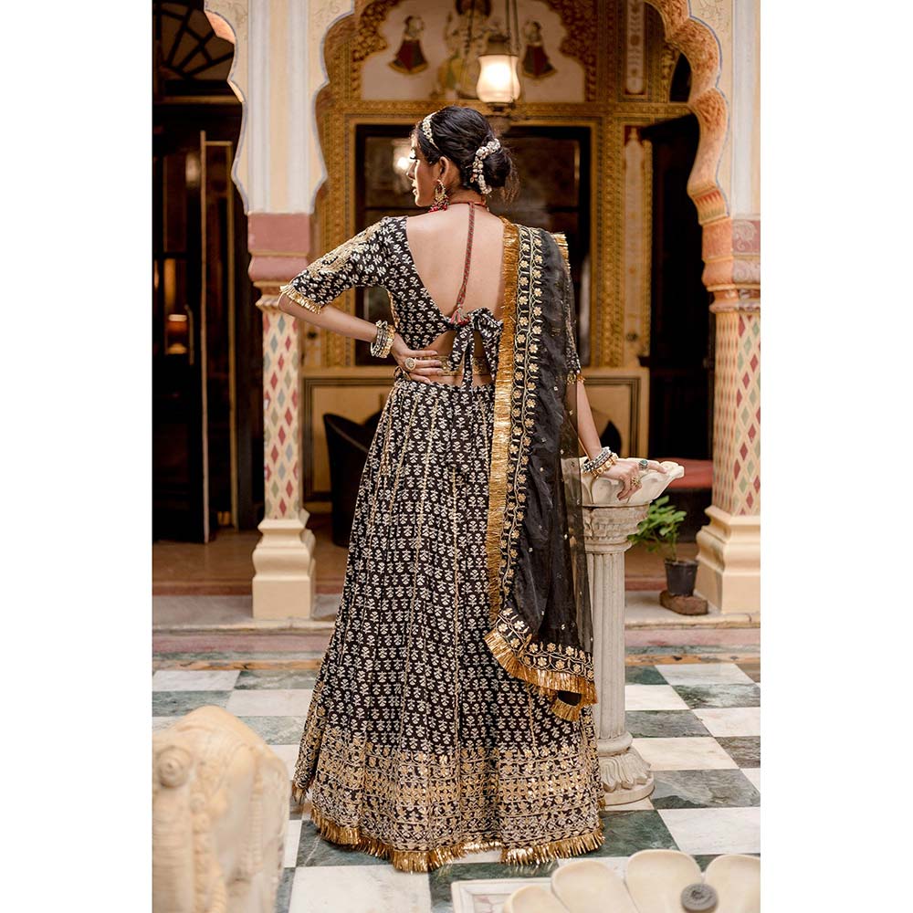 Gulabo Jaipur Shehzadi Black Lehenga (Set of 4)