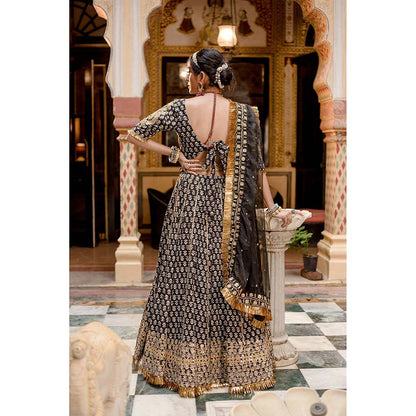 Gulabo Jaipur Shehzadi Black Lehenga (Set of 4)
