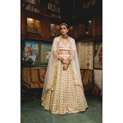 Gulabo Jaipur Parveen White Lehenga (Set of 3)